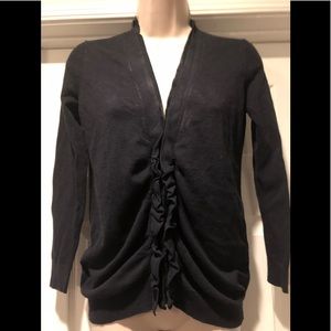 LOFT Petites Women’s Navy Ruffled Cardigan